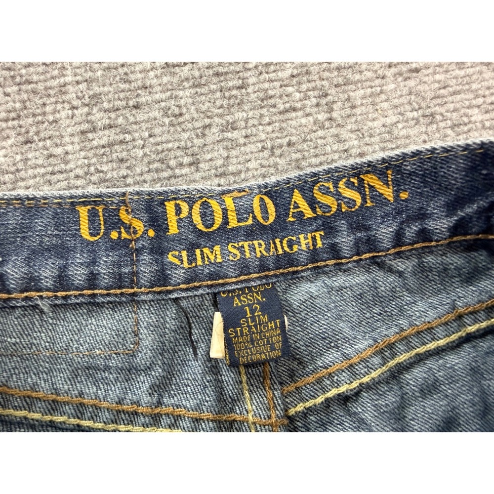 US Polo Assn Kids Boys Size 12 Slim Straight Jeans Blue Denim Embroidered Vtg - Picture 5 of 12
